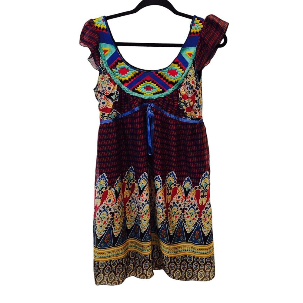 Aryeh Dress Womens Small Multicolored Sleeveless Festival Boho Paisley Sundress